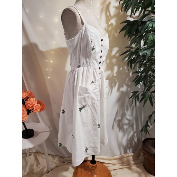 Collectif London Cactus Button Swing Dress Size 10 Southwestern Pinup Pockets - Picture 4 of 13
